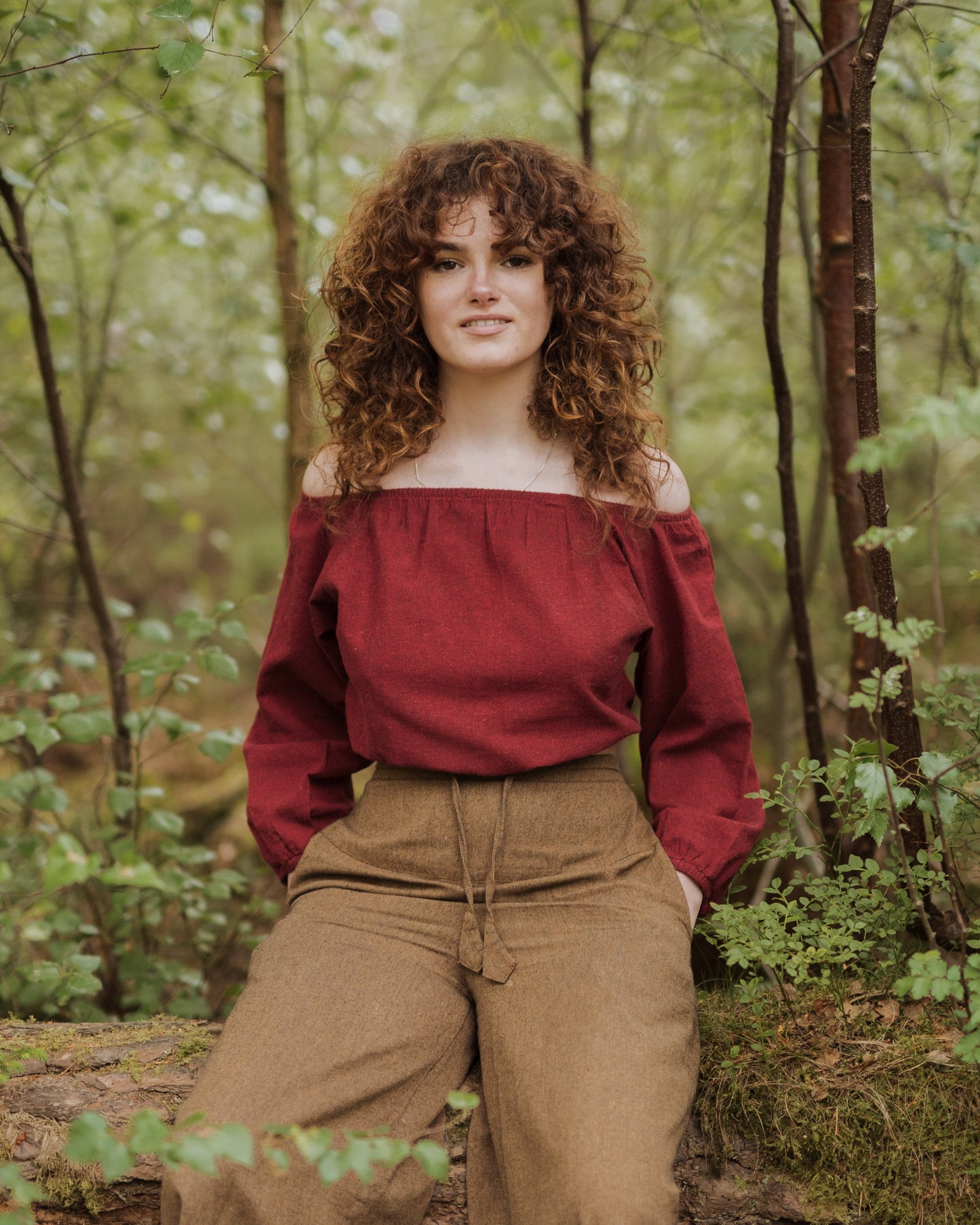 Clothing & Accessories > Clothing > Shirts & Tops Jannu Off-The-Shoulder Top - Burgundy Hemp & Hope ethical sustainable handmade
