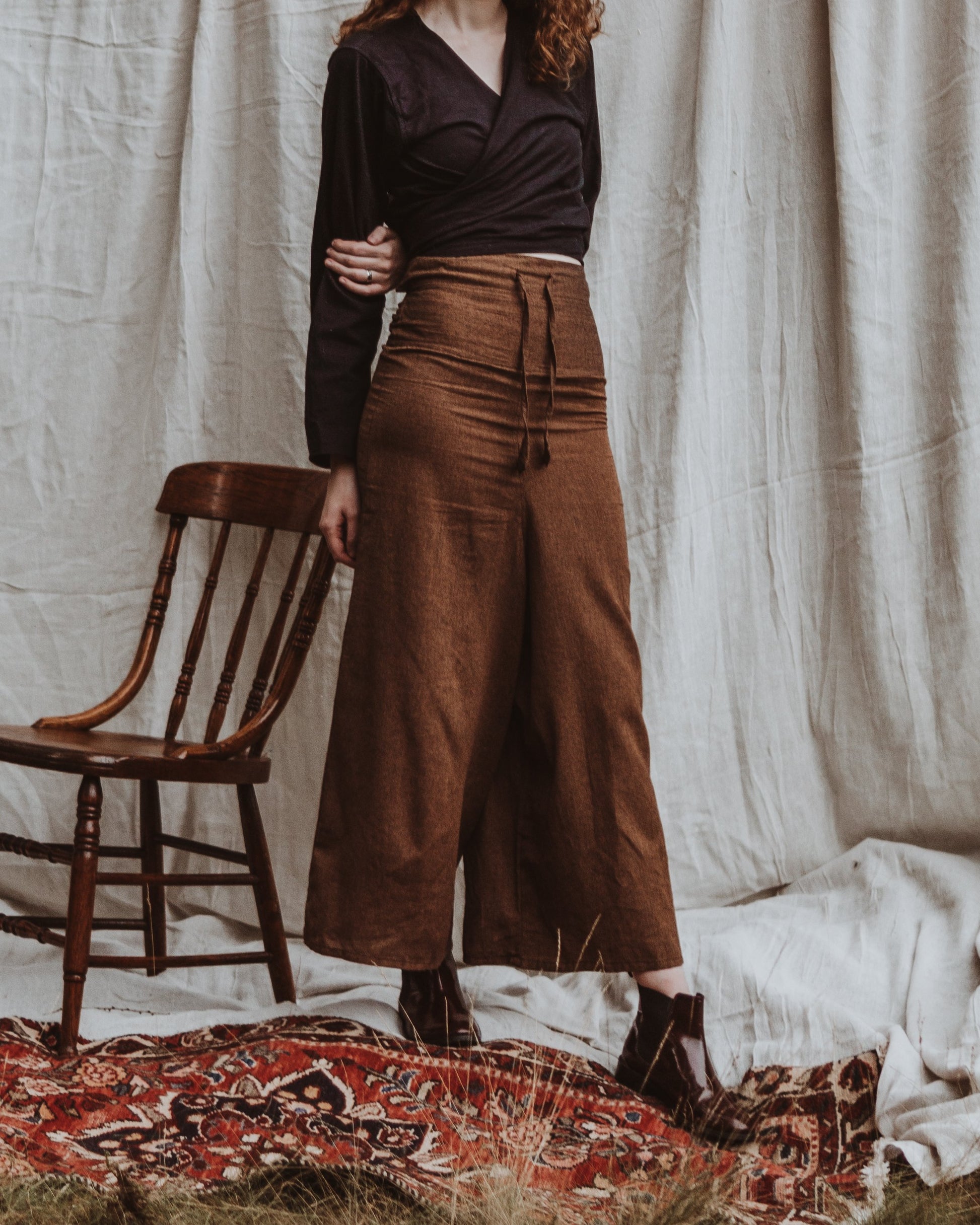 Clothing & Accessories > Clothing > Shirts & Tops Women's Hemp Trousers - Brown Hemp & Hope ethical sustainable handmade