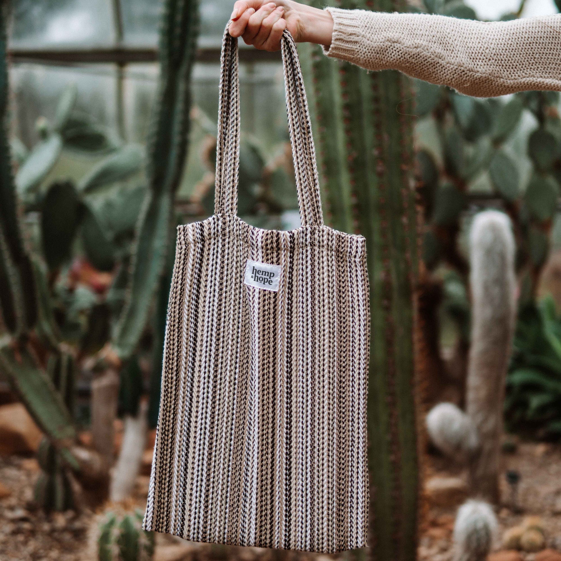 Luggage & Bags > Shopping Bags Hemp Tote Bag - Stripes Hemp & Hope ethical sustainable handmade
